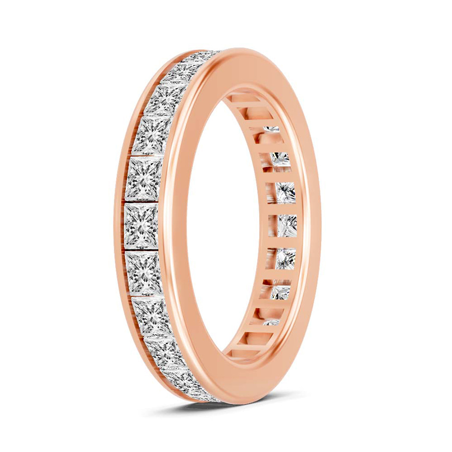 10kt Rose Gold Channel Set Princess Lab Diamond Eternity Ring (2 Ct. Tw.) left