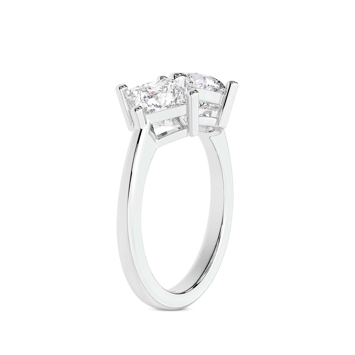 10kt White Gold Luisa Two Stone Round and Princess Toi et Moi Lab Grown Diamond Ring (1 Ct. Tw.) left