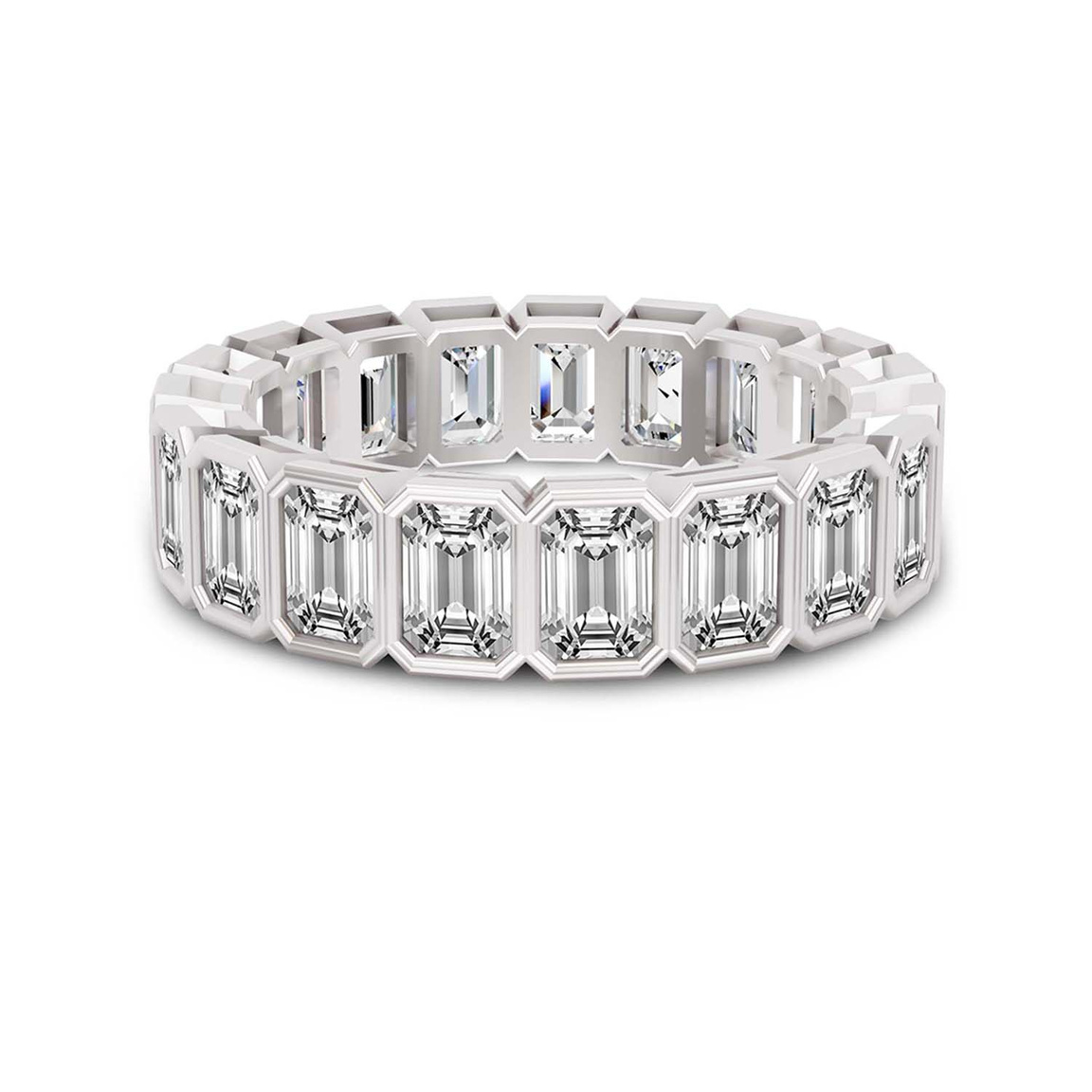 10kt White Gold Vera Emerald Bezel Eternity Lab Diamond Ring (2 Ct. Tw.) front image
