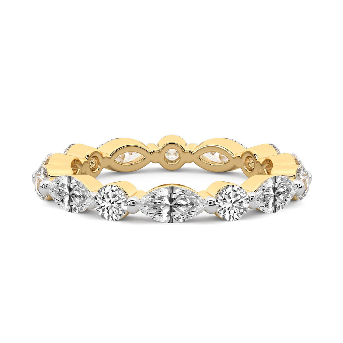 9ct Yellow Gold Kenzie Marquise & Round Lab Diamond Eternity Ring (2 Ct. Tw.) front image