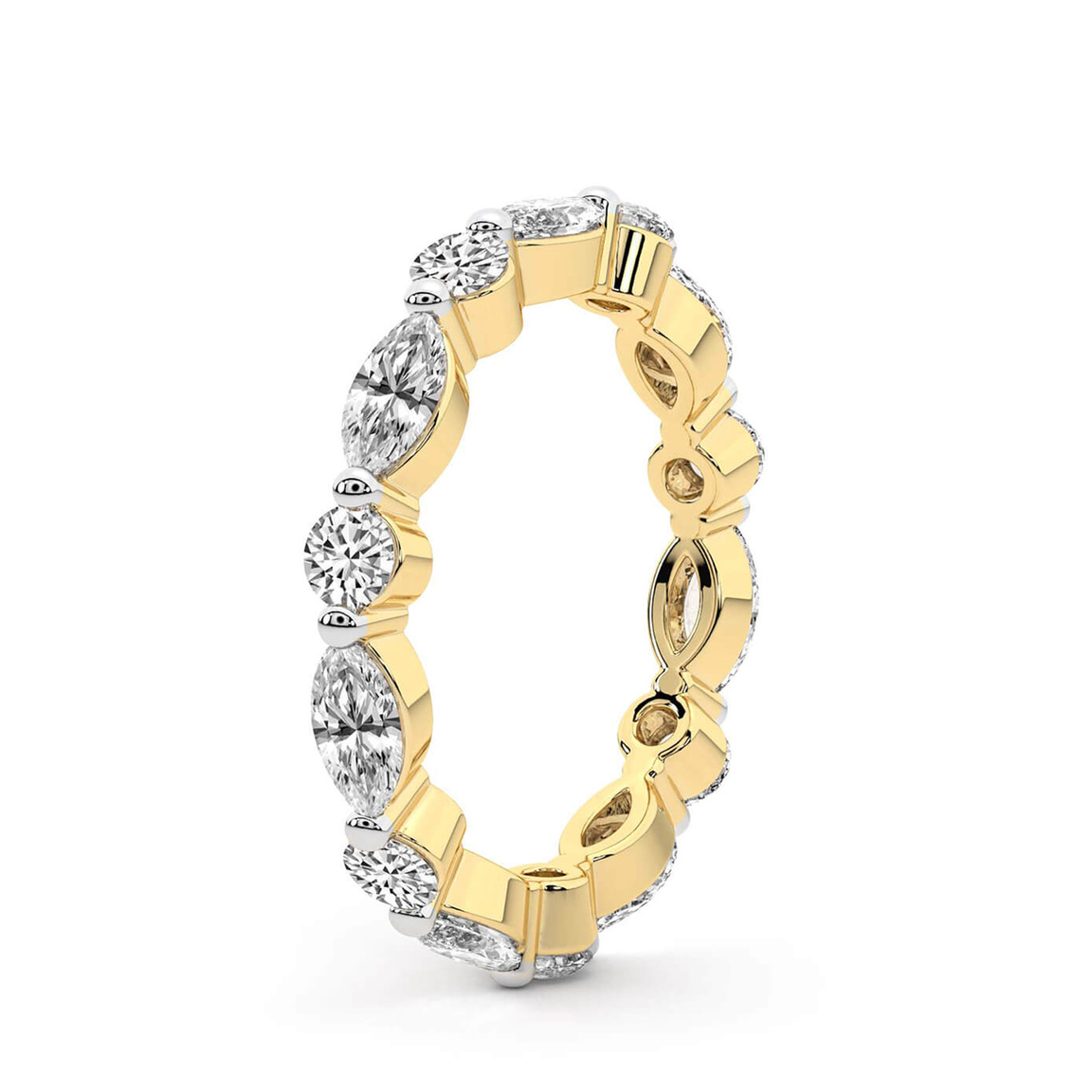 9ct Yellow Gold Kenzie Marquise & Round Lab Diamond Eternity Ring (2 Ct. Tw.) left