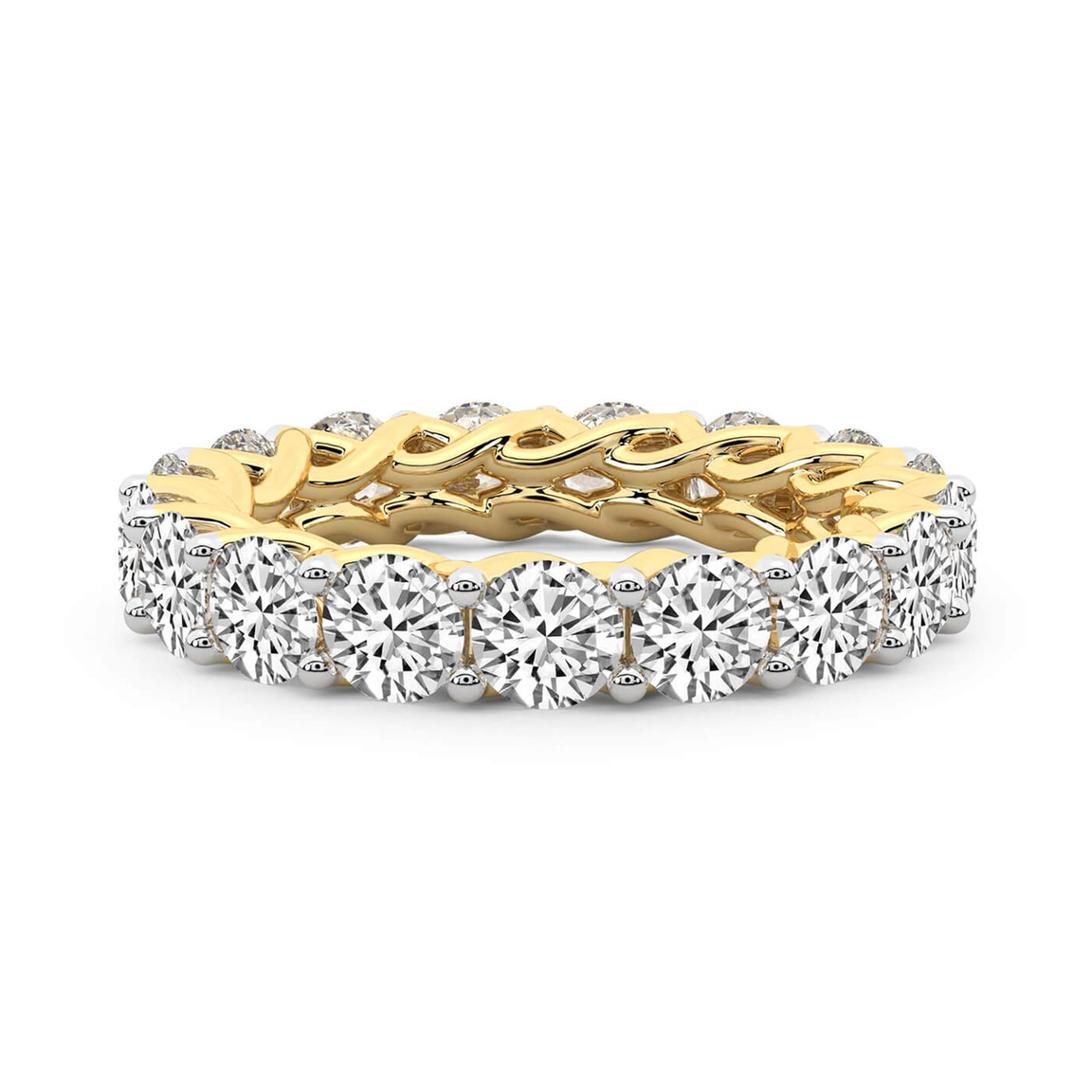 10kt Yellow Gold Meadow Round Crisscross Lab Diamond Eternity Ring (2 Ct. Tw.) front image
