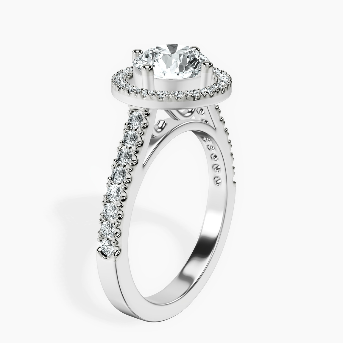 9ct White Gold Rising Sun Halo Lab Diamond Ring standing product image one
