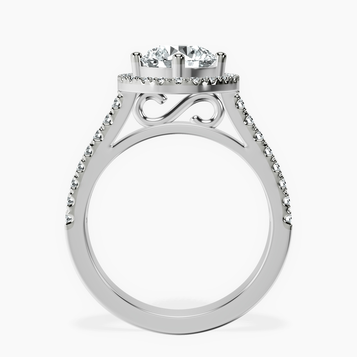 9ct White Gold Rising Sun Halo Lab Diamond Ring side right image one