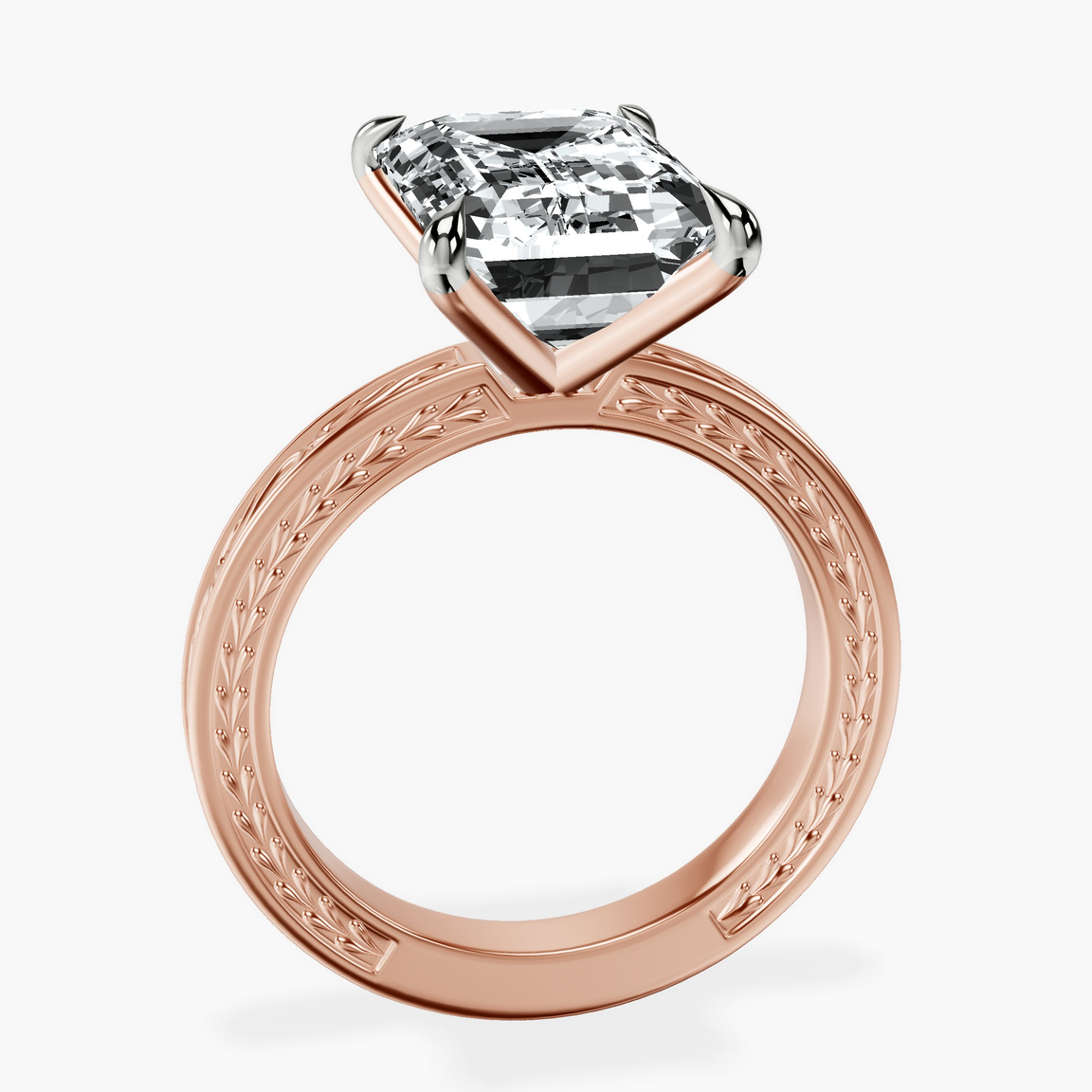 10kt Rose Gold Ivory Vintage Solitaire Lab Diamond Ring side right image one