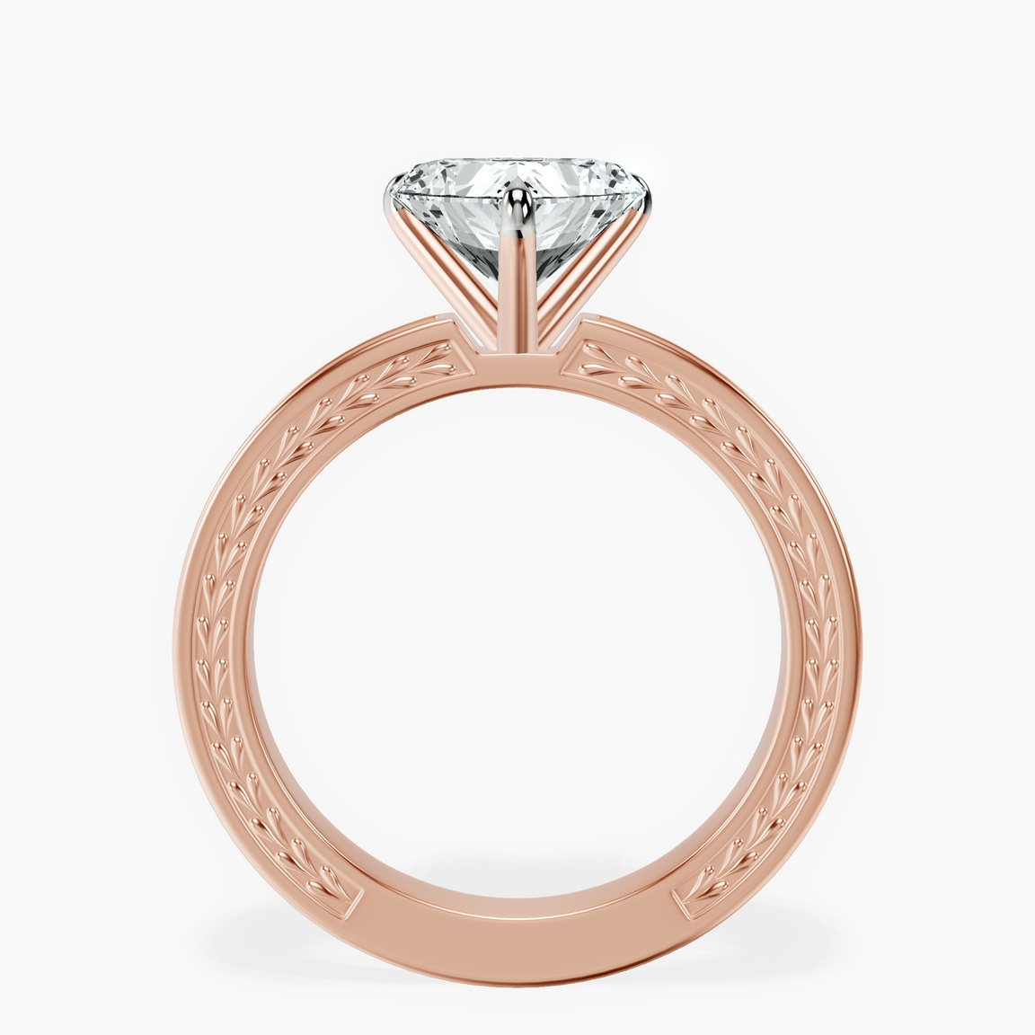9ct Rose Gold Ivory Vintage Solitaire Lab Diamond Ring side right image one