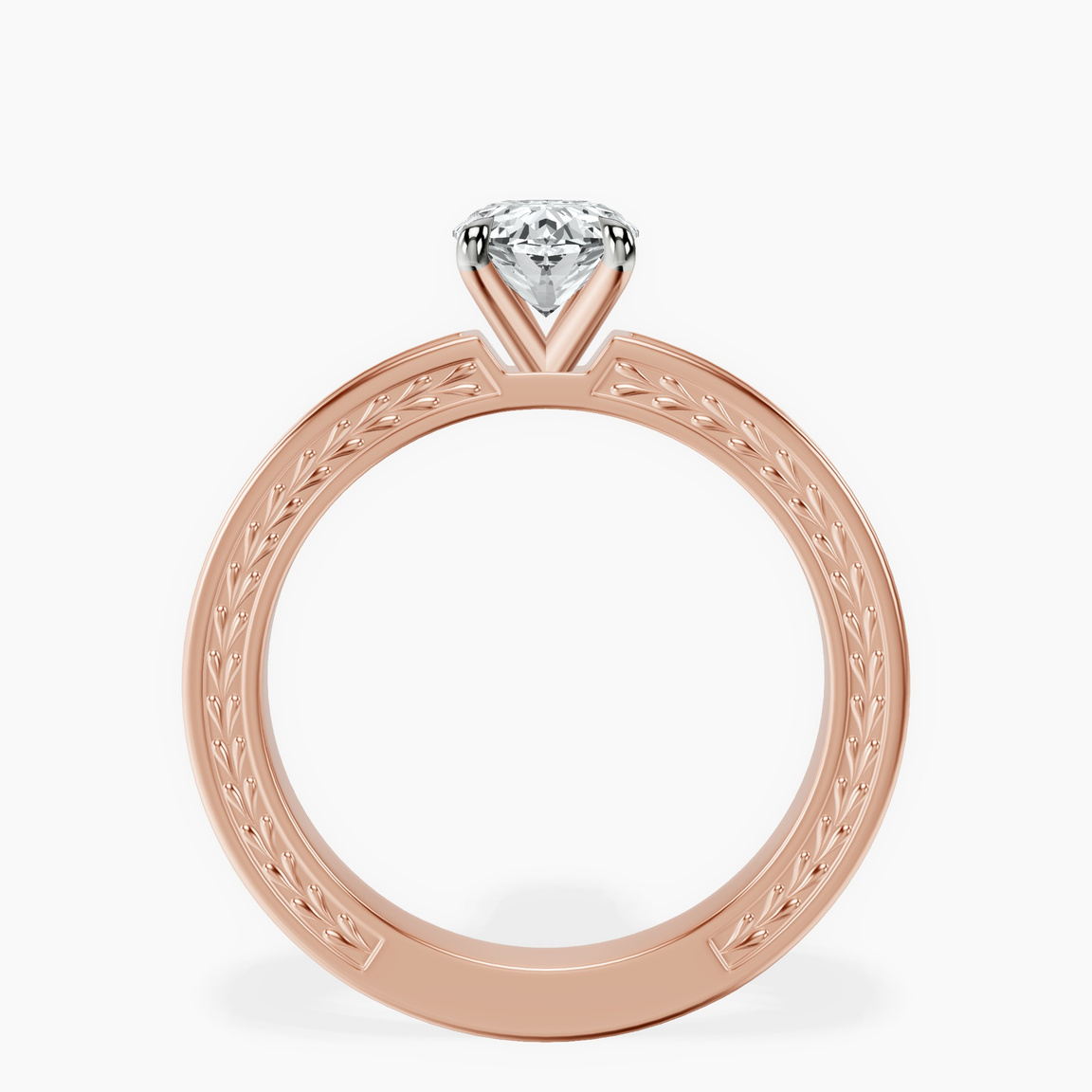10kt Rose Gold Ivory Vintage Solitaire Lab Diamond Ring side right image one