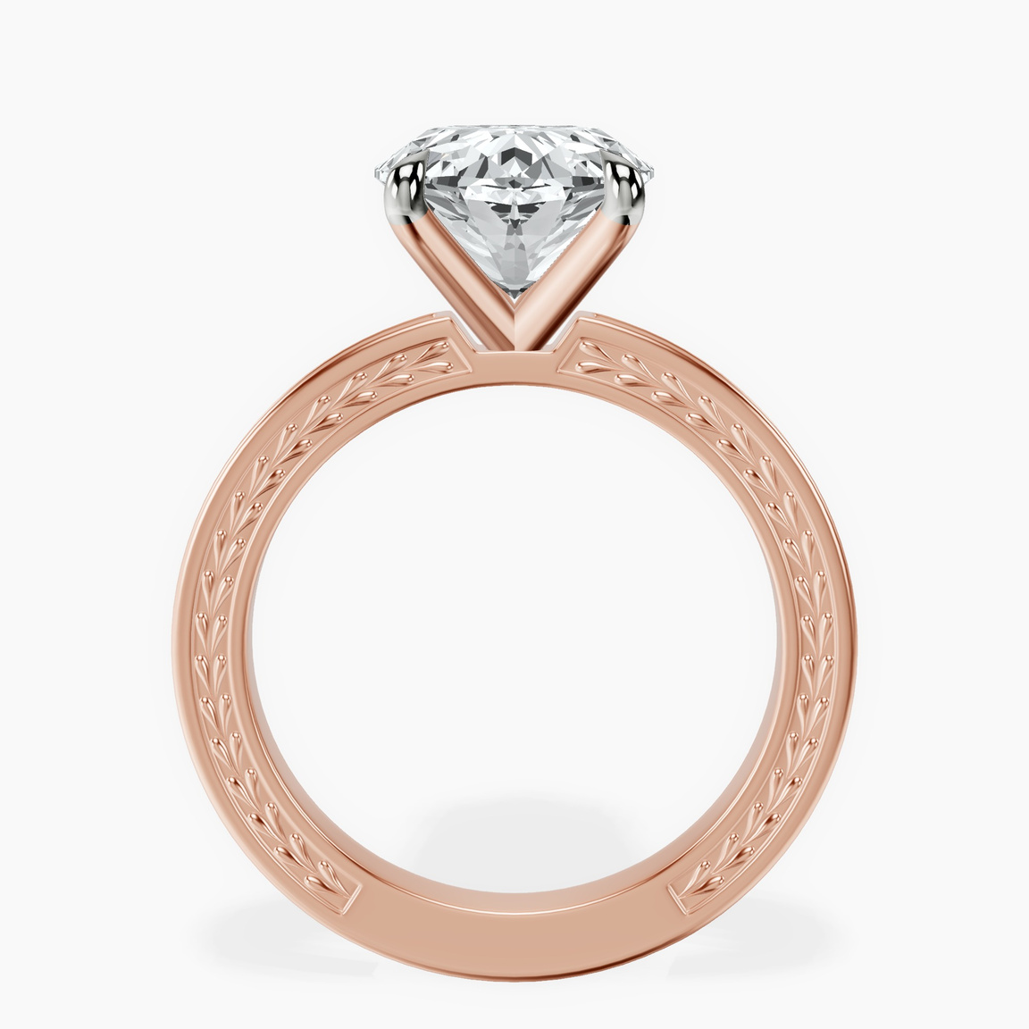 18kt Rose Gold Ivory Vintage Solitaire Lab Diamond Ring side right image one