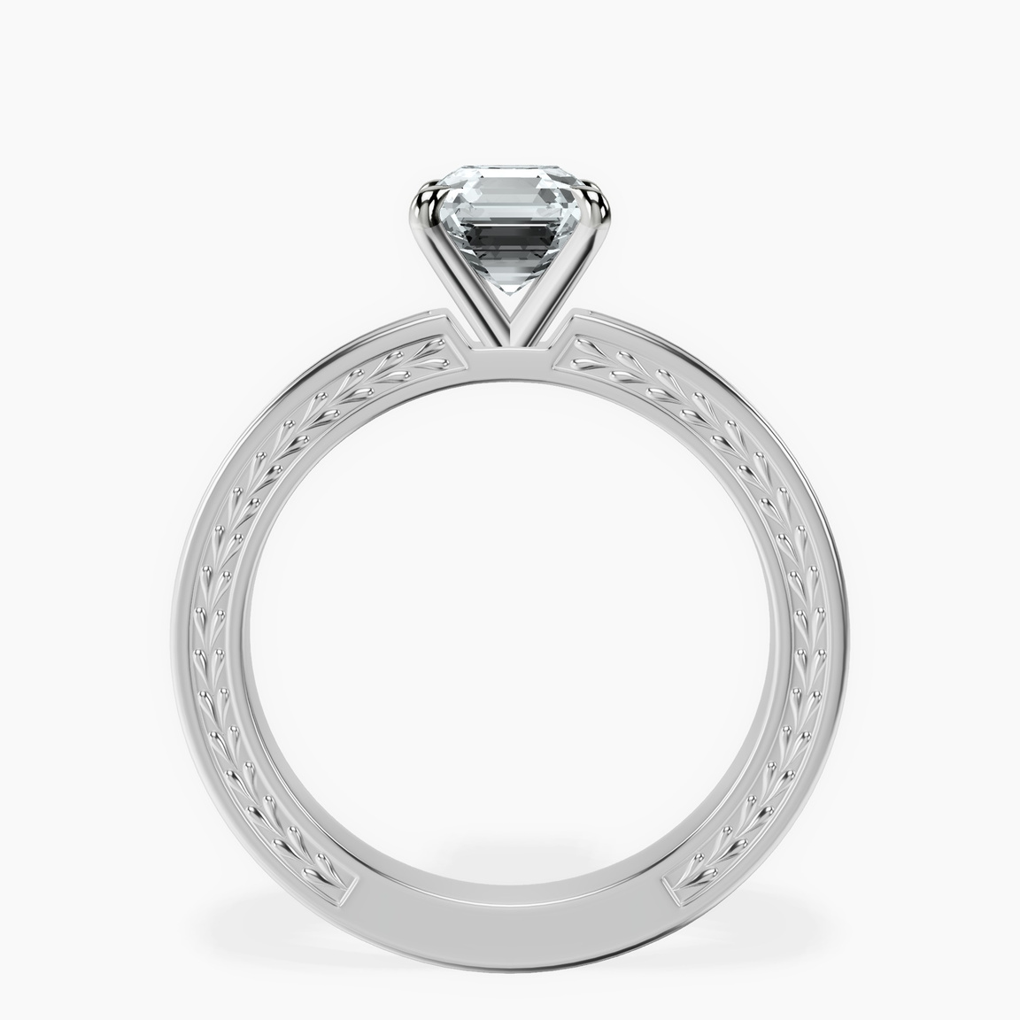 14kt White Gold Ivory Vintage Solitaire Lab Diamond Ring side right image one