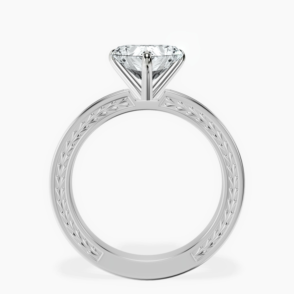 18ct White Gold Ivory Vintage Solitaire Lab Diamond Ring side right image one