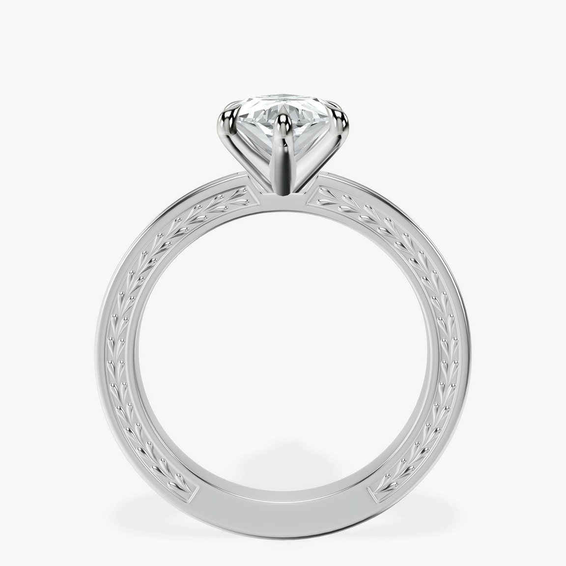 Platinum Ivory Vintage Solitaire Lab Diamond Ring side right image one