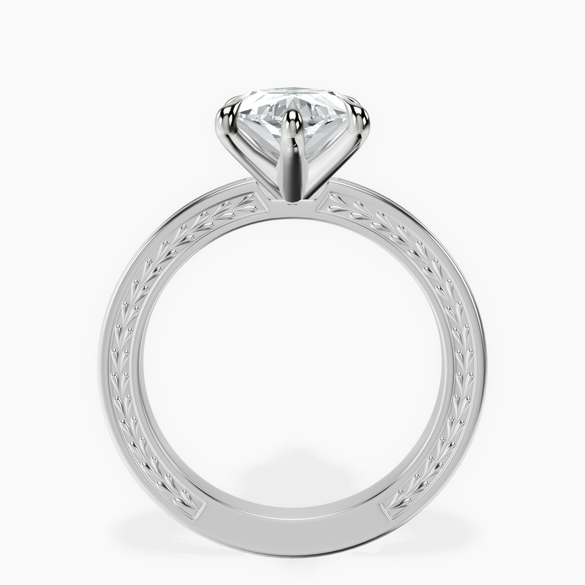 Platinum Ivory Vintage Solitaire Lab Diamond Ring side right image one
