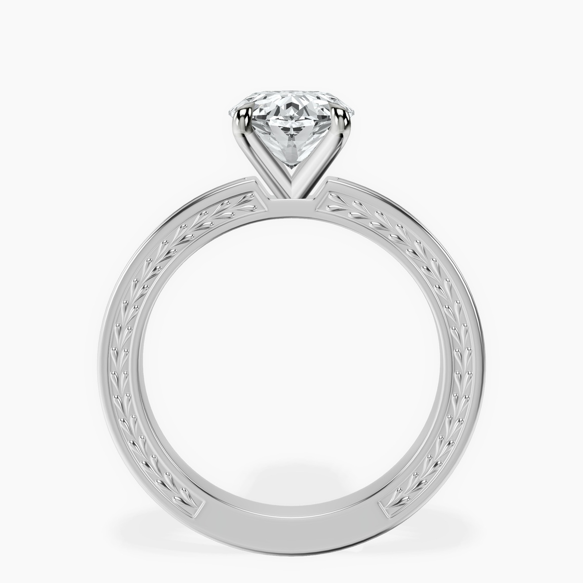18kt White Gold Ivory Vintage Solitaire Lab Diamond Ring side right image one