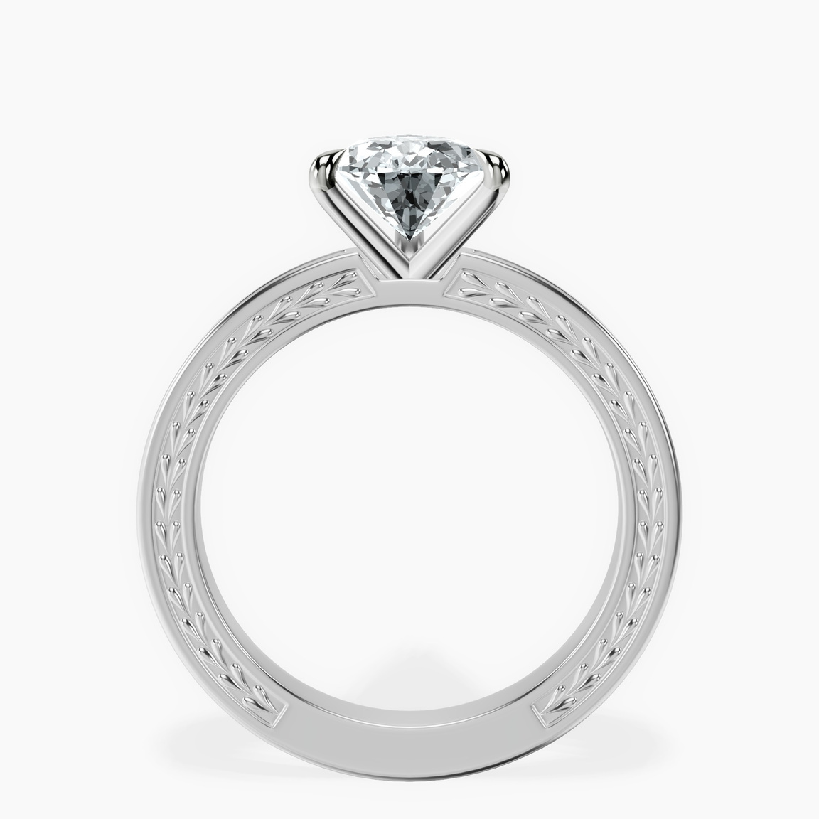 14ct White Gold Ivory Vintage Solitaire Lab Diamond Ring side right image one