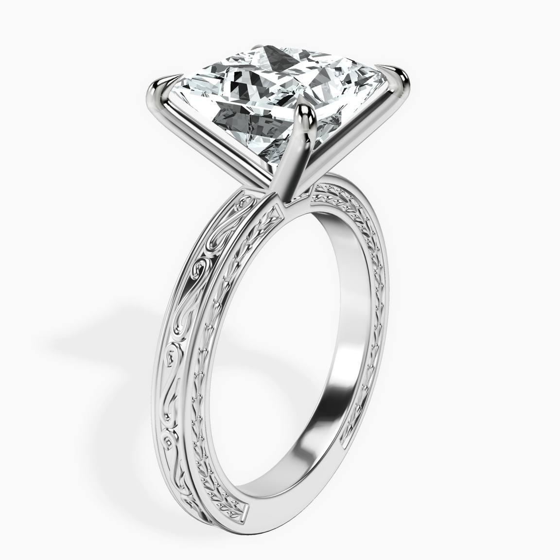 Platinum Ivory Vintage Solitaire Lab Diamond Ring standing product image one