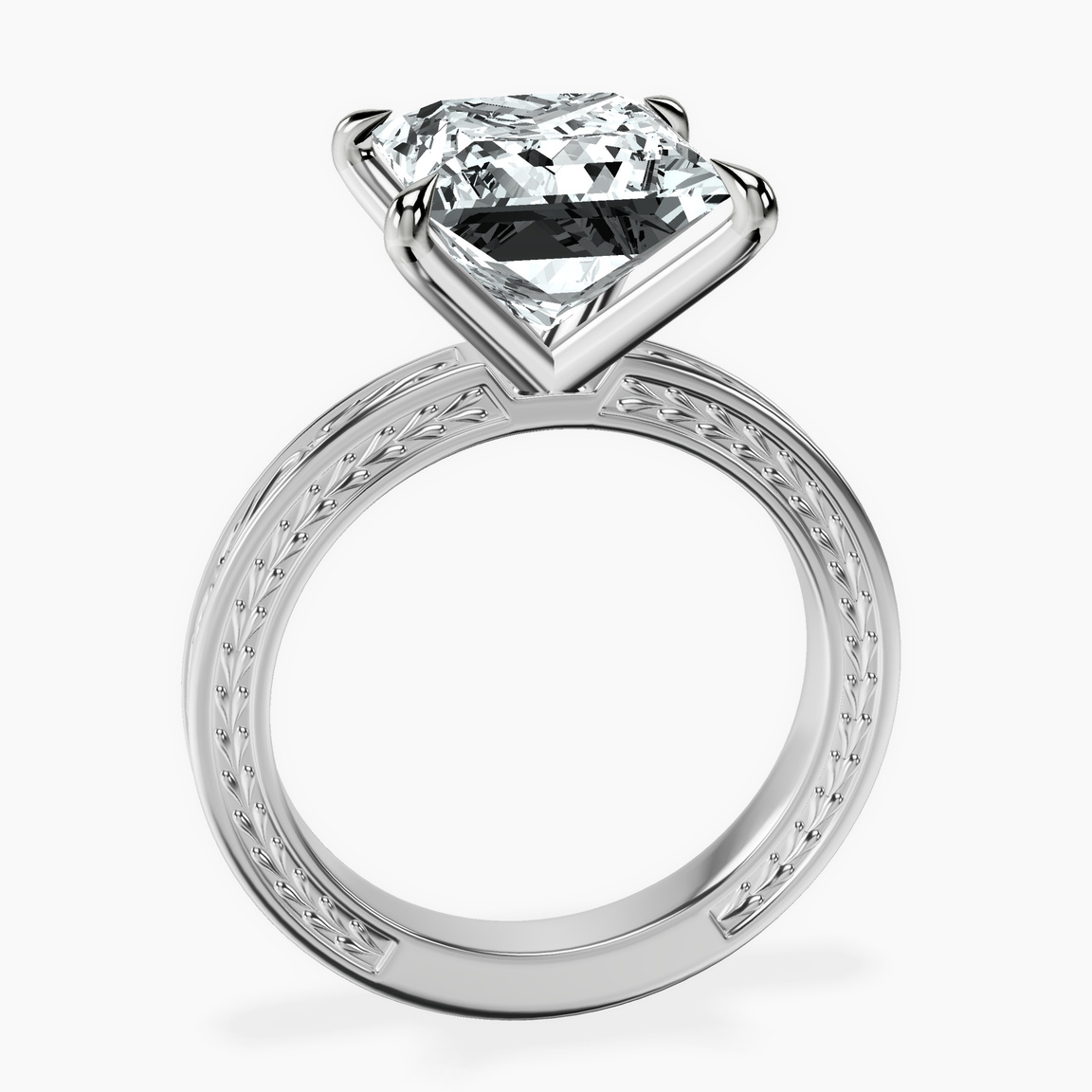 Platinum Ivory Vintage Solitaire Lab Diamond Ring side right image one