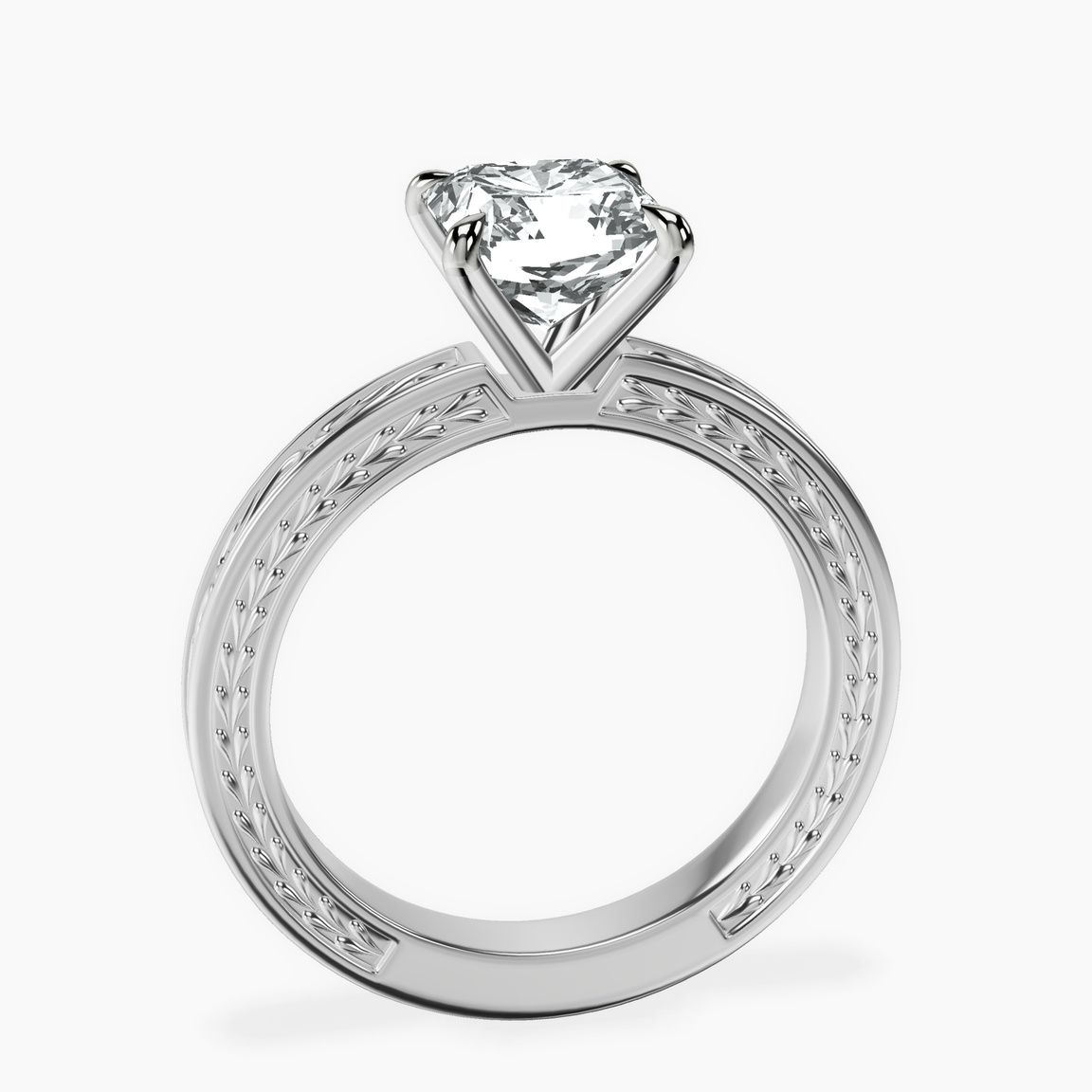 14ct White Gold Ivory Vintage Solitaire Lab Diamond Ring side right image one