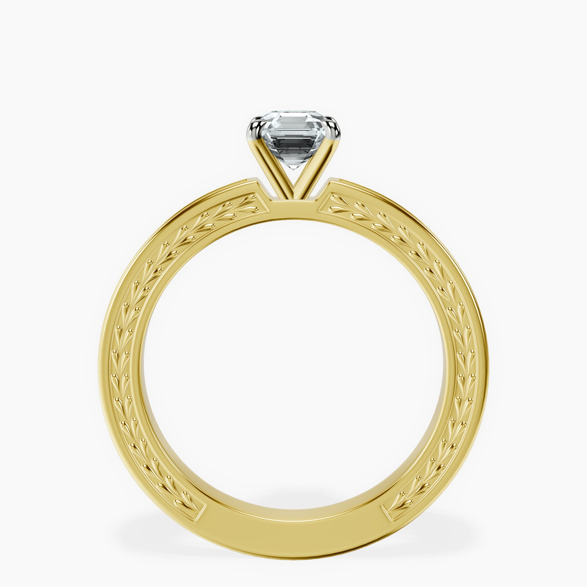 18kt Yellow Gold Ivory Vintage Solitaire Lab Diamond Ring side right image one