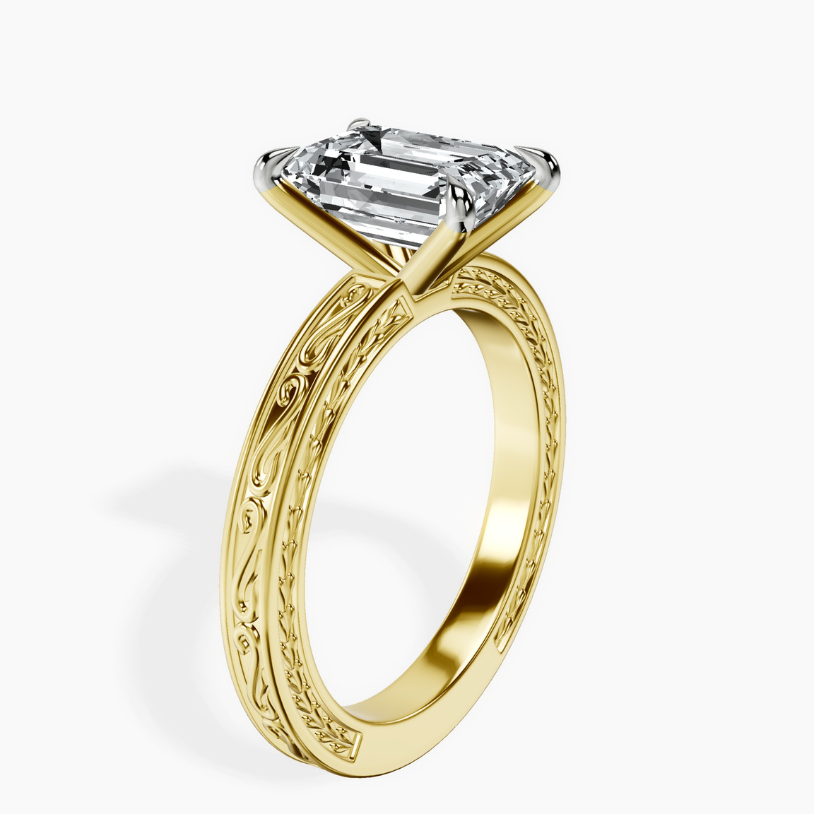 18kt Yellow Gold Ivory Vintage Solitaire Lab Diamond Ring standing product image one