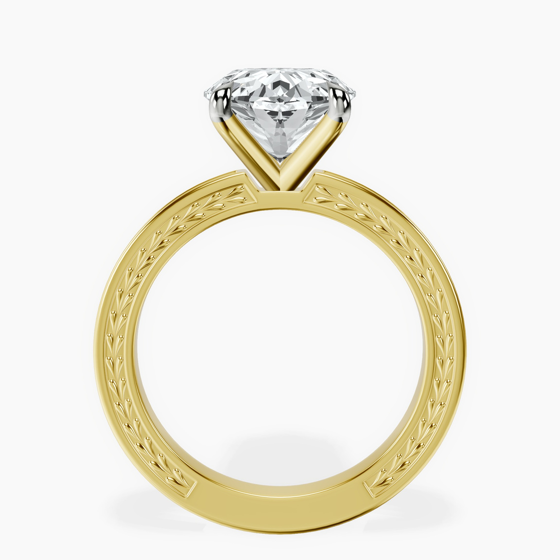 14kt Yellow Gold Ivory Vintage Solitaire Lab Diamond Ring side right image one