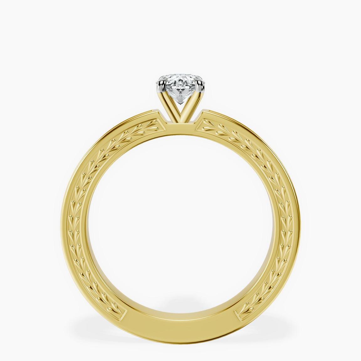 14kt Yellow Gold Ivory Vintage Solitaire Lab Diamond Ring side right image one