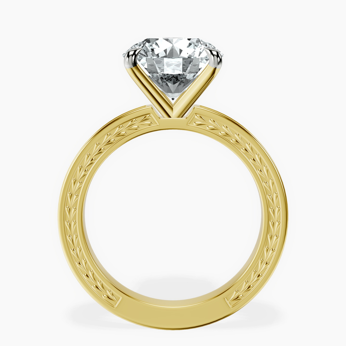 18kt Yellow Gold Ivory Vintage Solitaire Lab Diamond Ring side right image one