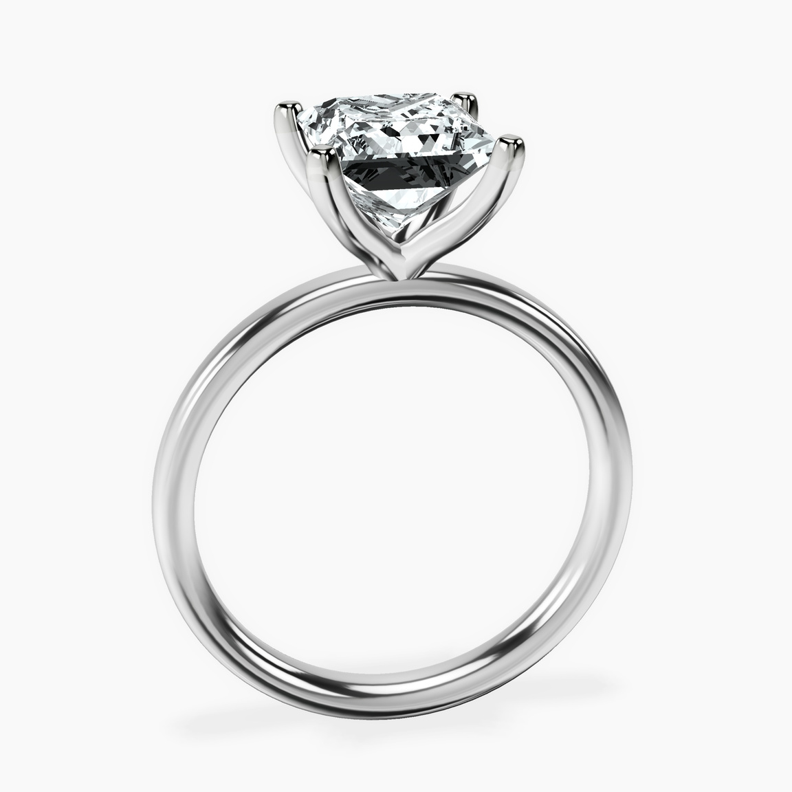 14kt White Gold Four Prong Solitaire 2mm Lab Diamond Ring side right image one
