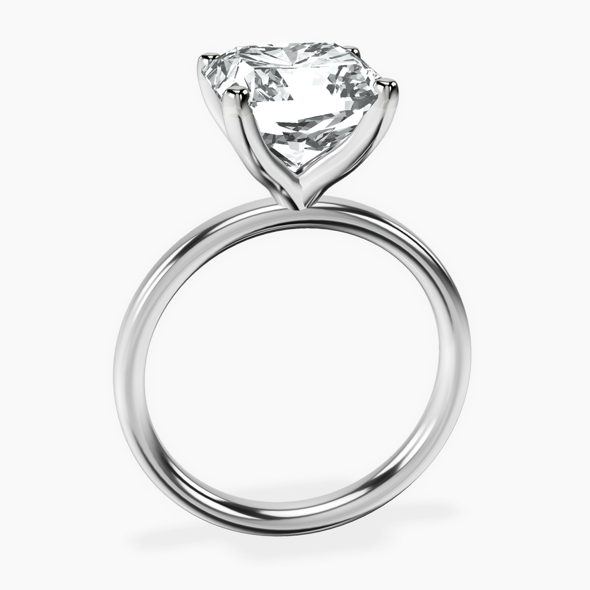 10kt White Gold Four Prong Solitaire 2mm Lab Diamond Ring side right image one