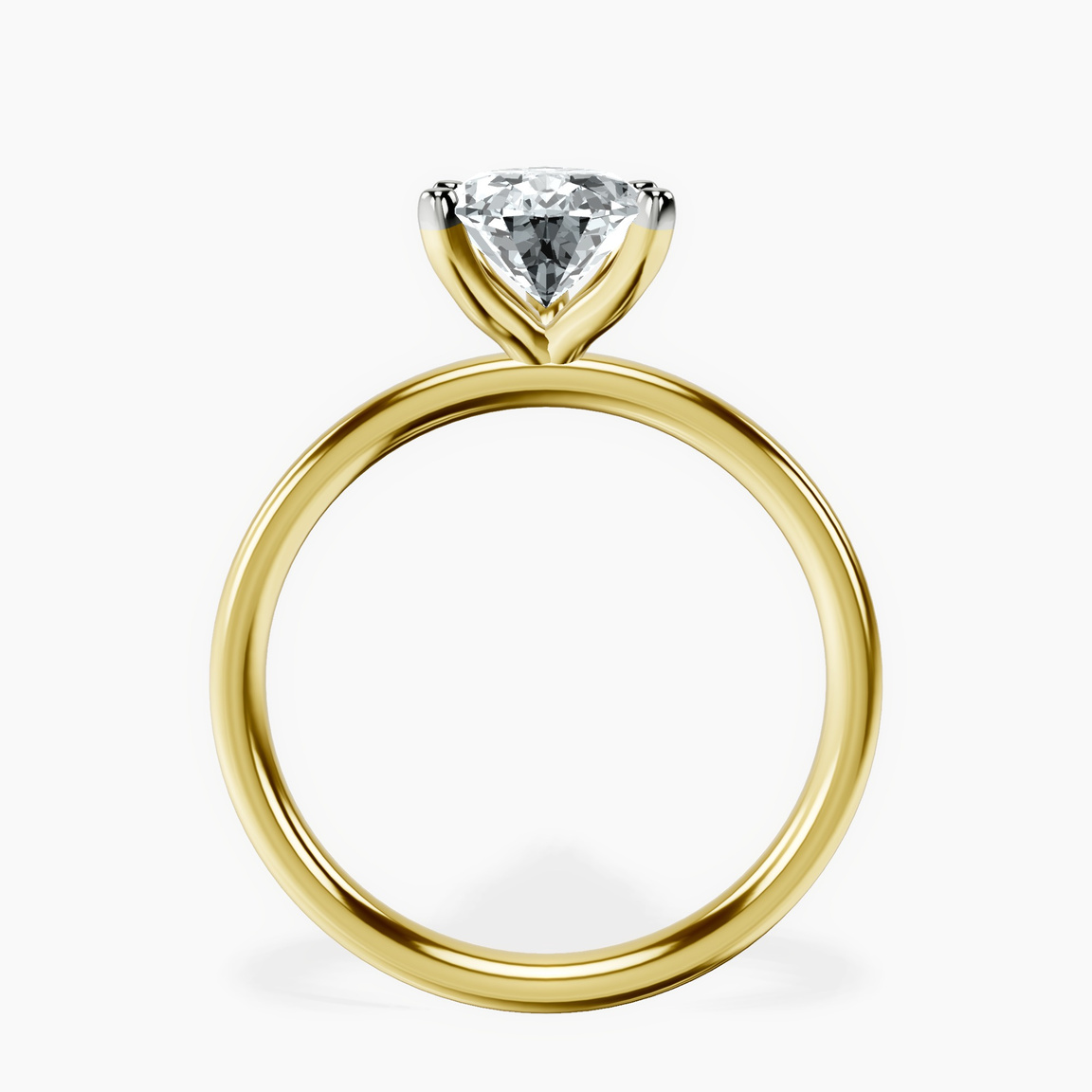 14ct Yellow Gold Four Prong Solitaire 2mm Lab Diamond Ring side right image one