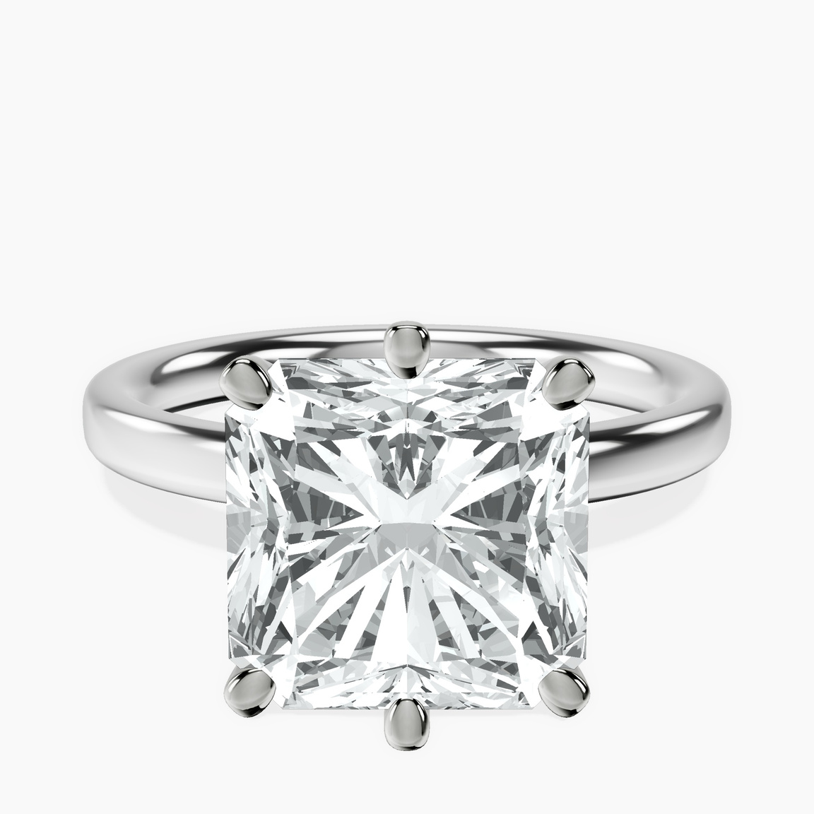 10kt White Gold Six Prong Solitaire 2mm Lab Diamond Ring front image