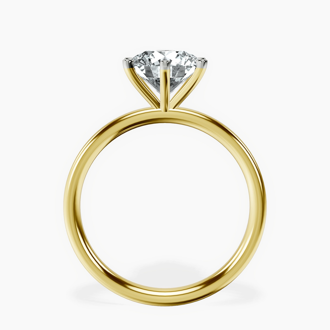 9ct Yellow Gold Six Prong Solitaire 2mm Lab Diamond Ring side right image one