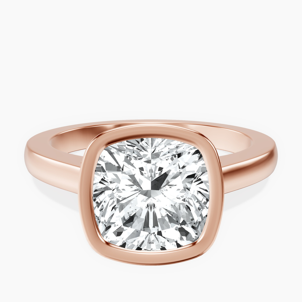 14kt Rose Gold Bezel Set Solitaire Lab Diamond Ring front image