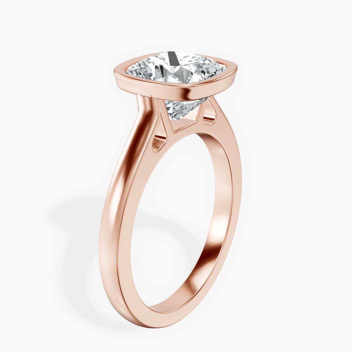 18kt Rose Gold Bezel Set Solitaire Lab Diamond Ring standing product image one