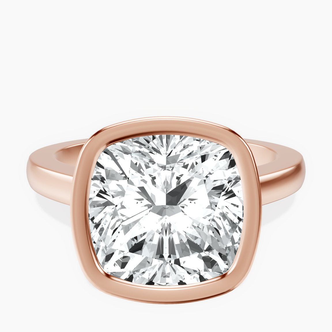 10kt Rose Gold Bezel Set Solitaire Lab Diamond Ring front image