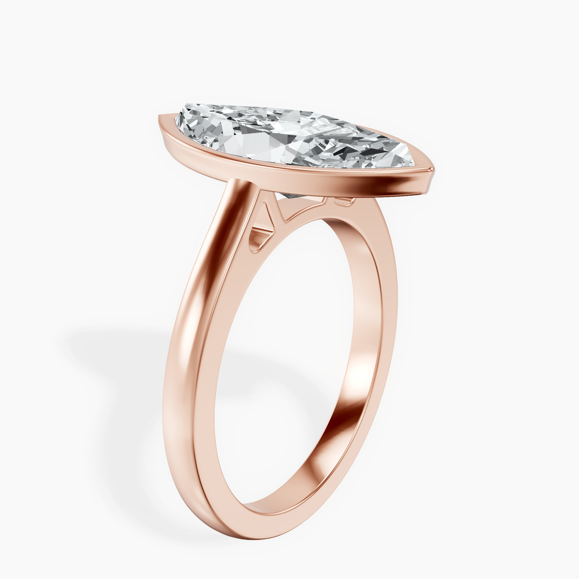 14kt Rose Gold Bezel Set Solitaire Lab Diamond Ring standing product image one