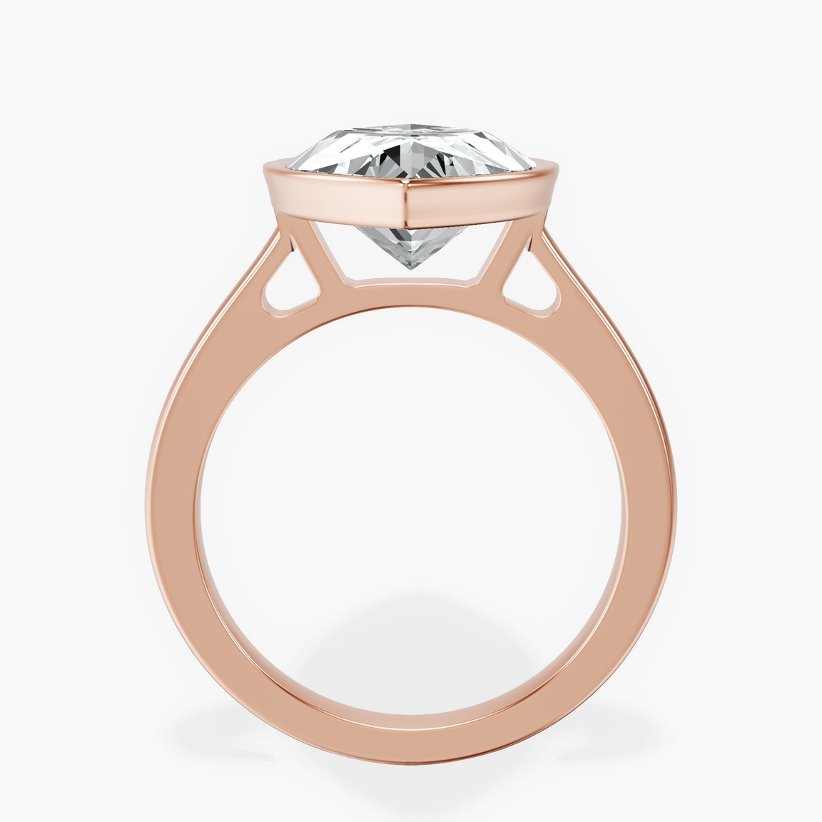 18kt Rose Gold Bezel Set Solitaire Lab Diamond Ring side right image one