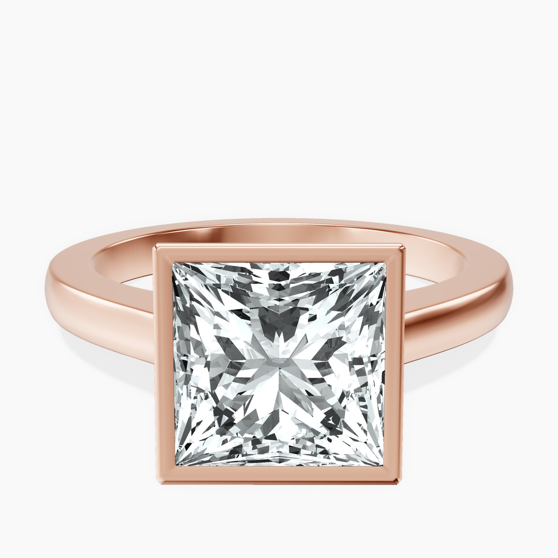 14kt Rose Gold Bezel Set Solitaire Lab Diamond Ring front image