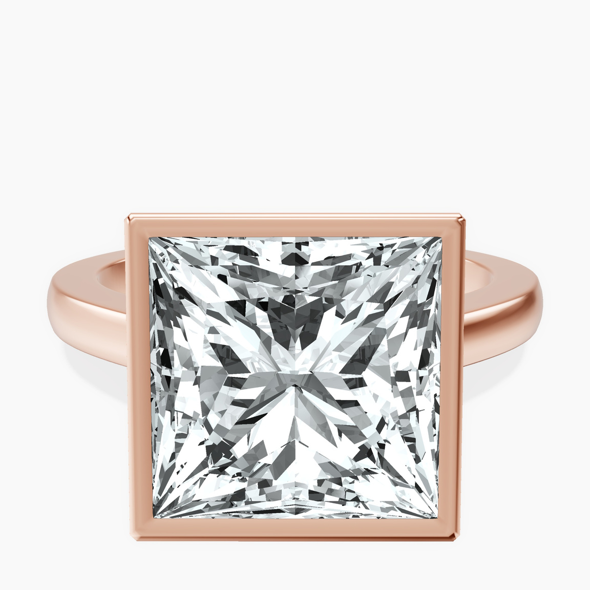 14kt Rose Gold Bezel Set Solitaire Lab Diamond Ring front image