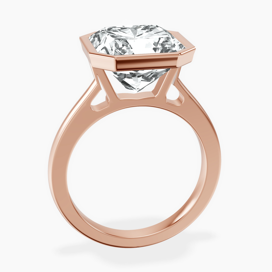 14kt Rose Gold Bezel Set Solitaire Lab Diamond Ring side right image one