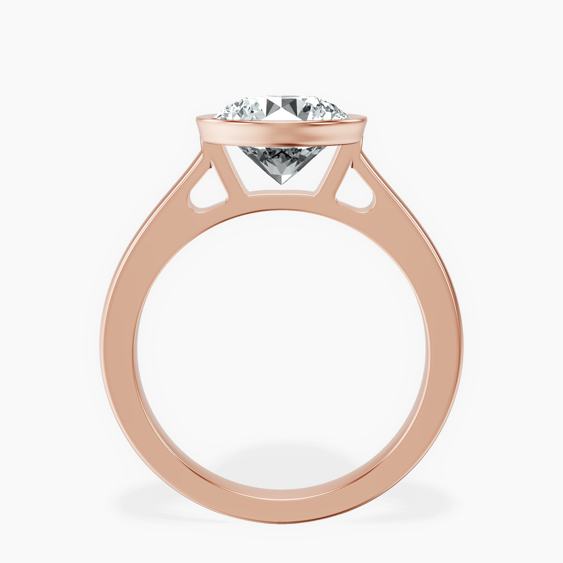 10kt Rose Gold Bezel Set Solitaire Lab Diamond Ring side right image one