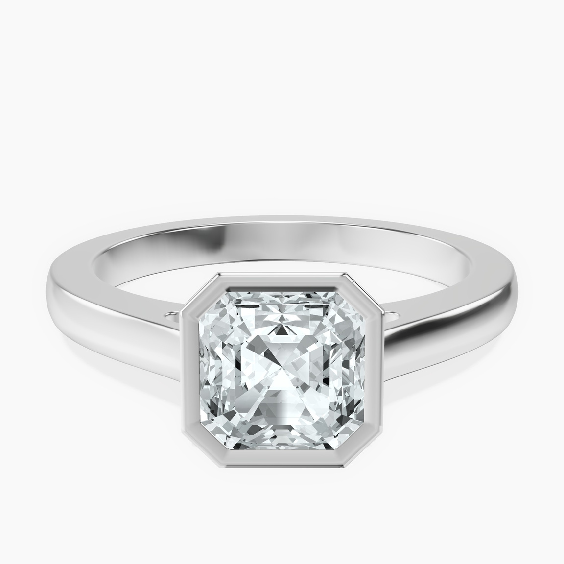 Platinum Bezel Set Solitaire Lab Diamond Ring front image