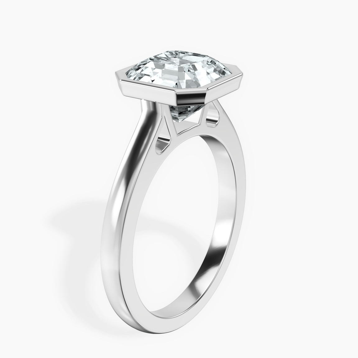 Platinum Bezel Set Solitaire Lab Diamond Ring standing product image one