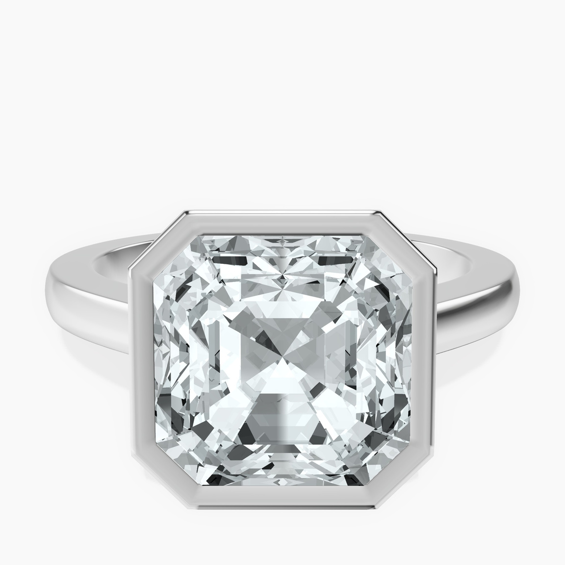 Platinum Bezel Set Solitaire Lab Diamond Ring front image