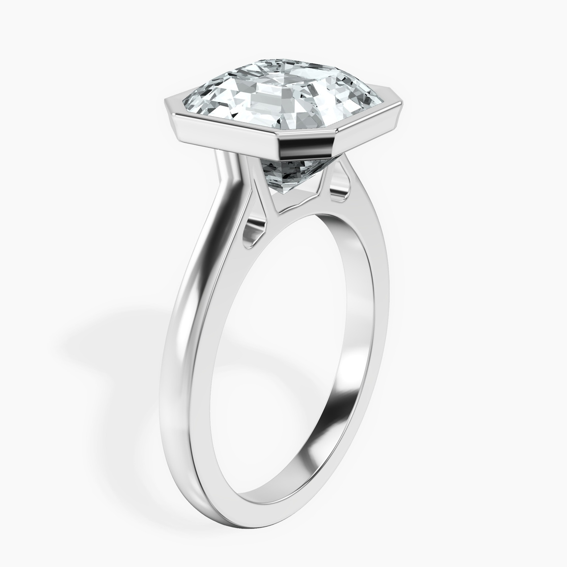 Platinum Bezel Set Solitaire Lab Diamond Ring standing product image one