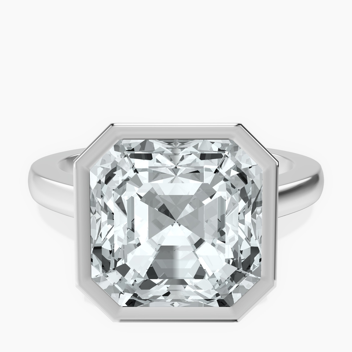 10kt White Gold Bezel Set Solitaire Lab Diamond Ring front image