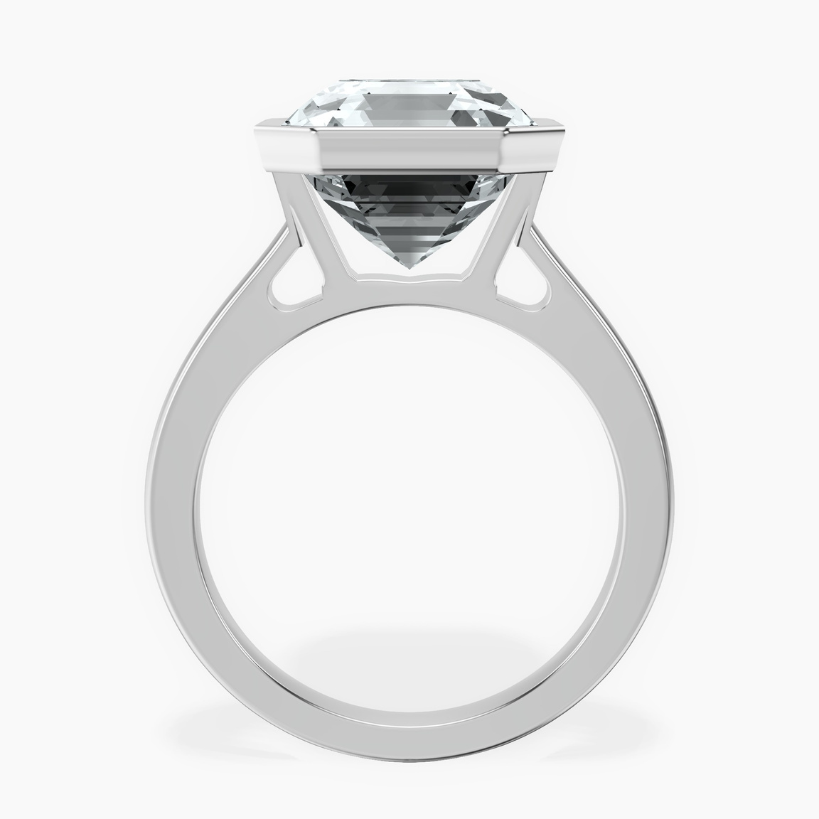 10kt White Gold Bezel Set Solitaire Lab Diamond Ring side right image one