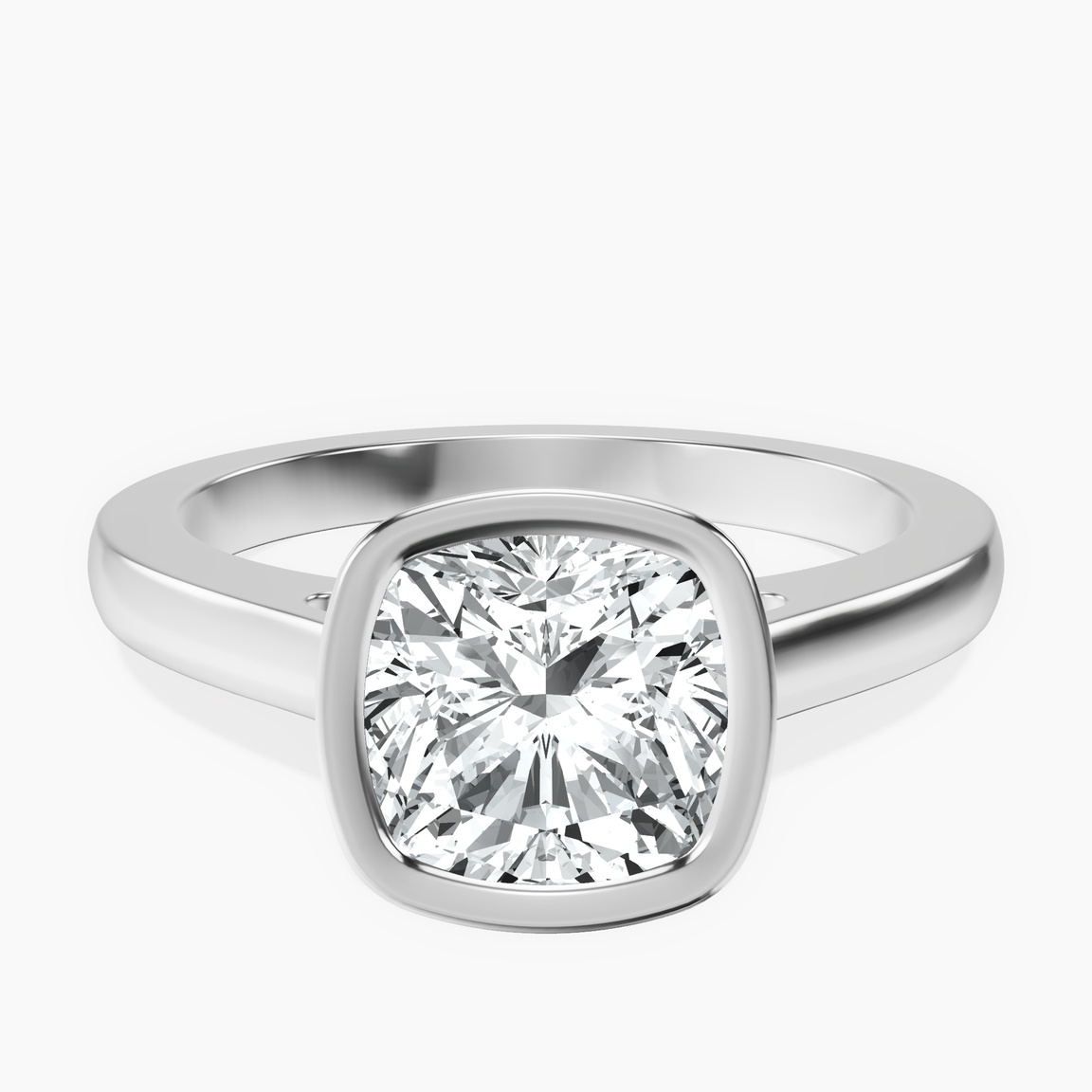 Platinum Bezel Set Solitaire Lab Diamond Ring front image