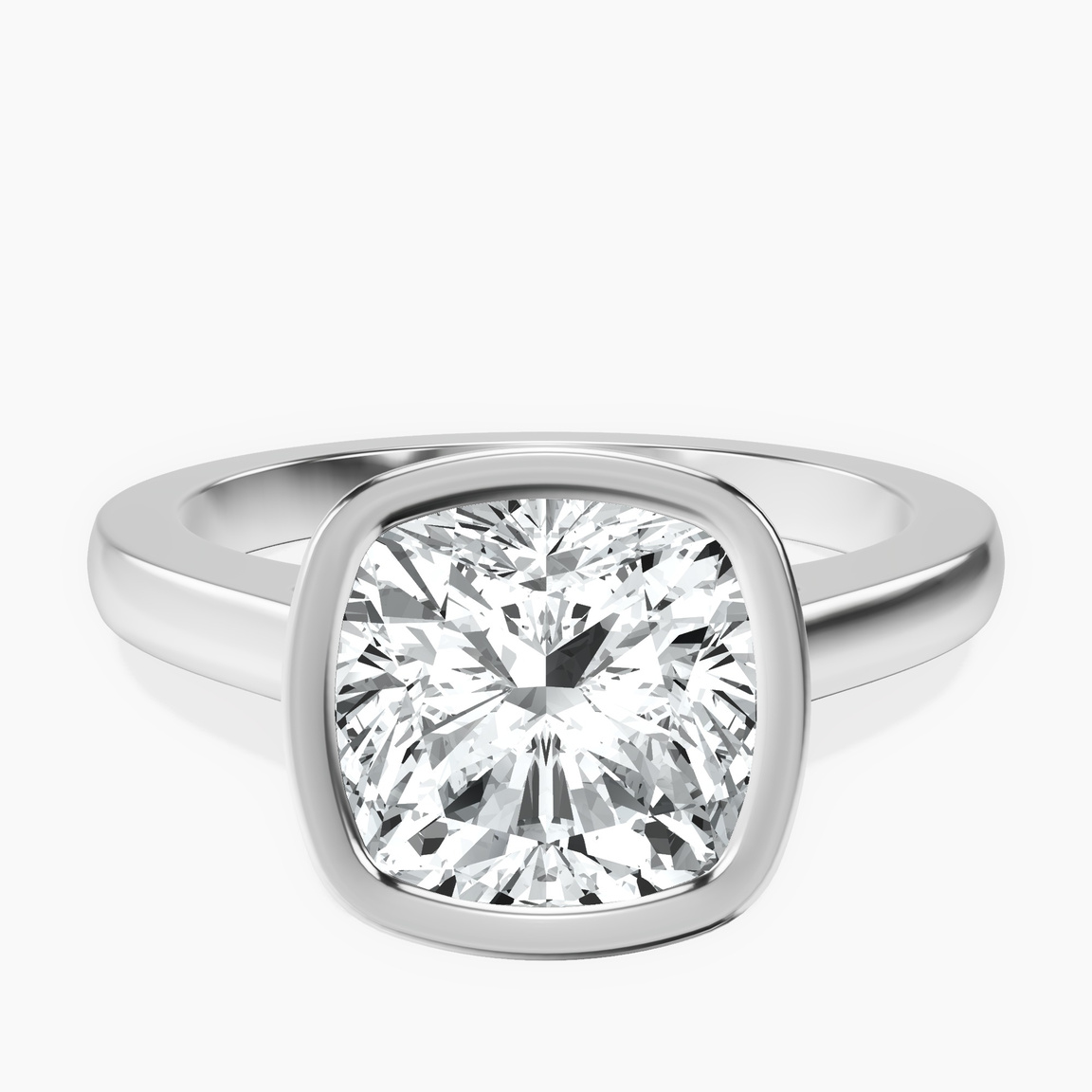 Platinum Bezel Set Solitaire Lab Diamond Ring front image