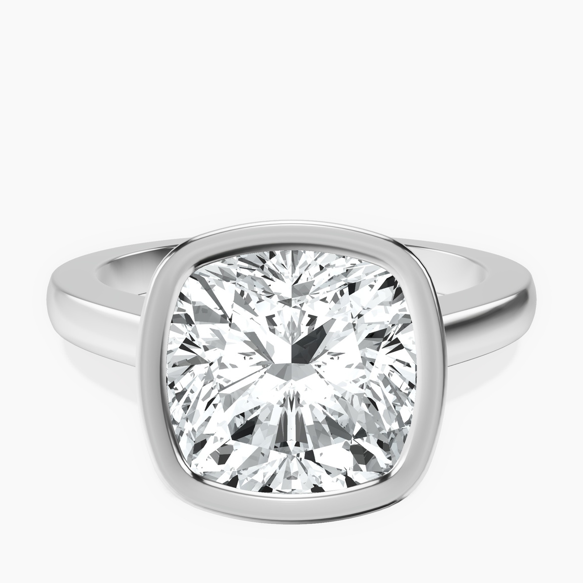 Platinum Bezel Set Solitaire Lab Diamond Ring front image