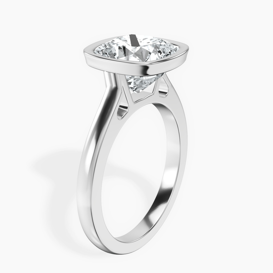 Platinum Bezel Set Solitaire Lab Diamond Ring standing product image one